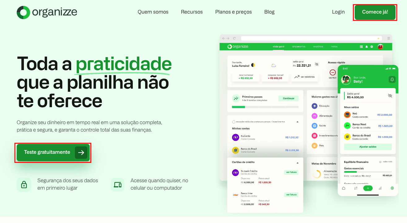 Começando a usar o Organizze na Web – Organizze