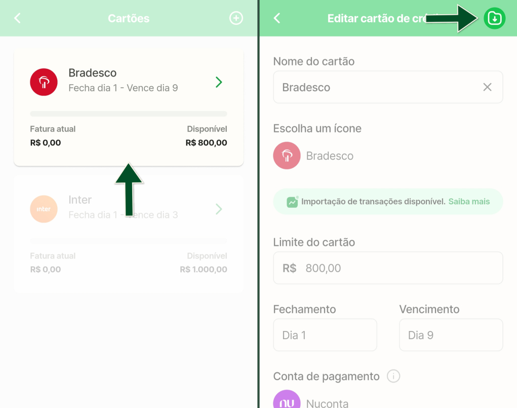 Cartão de crédito - Como excluir - Passos 3 e 4.jpg