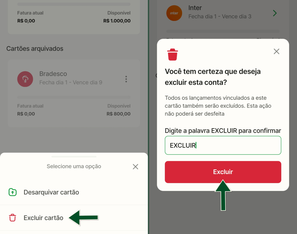 Cartão de crédito - Como excluir - Passos 7 e 8.jpg