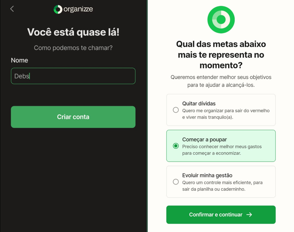 Funcionalidades -  Primeiros Passos - Começando a usar Organizze - Passos 3 e 4.jpg