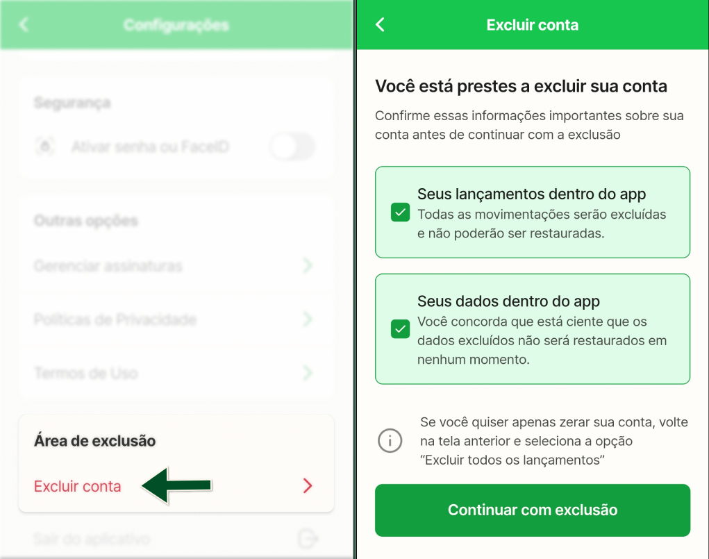 Funcionalidades -  Configurações - Excluir conta - Passos 3 e 4 (1).jpg
