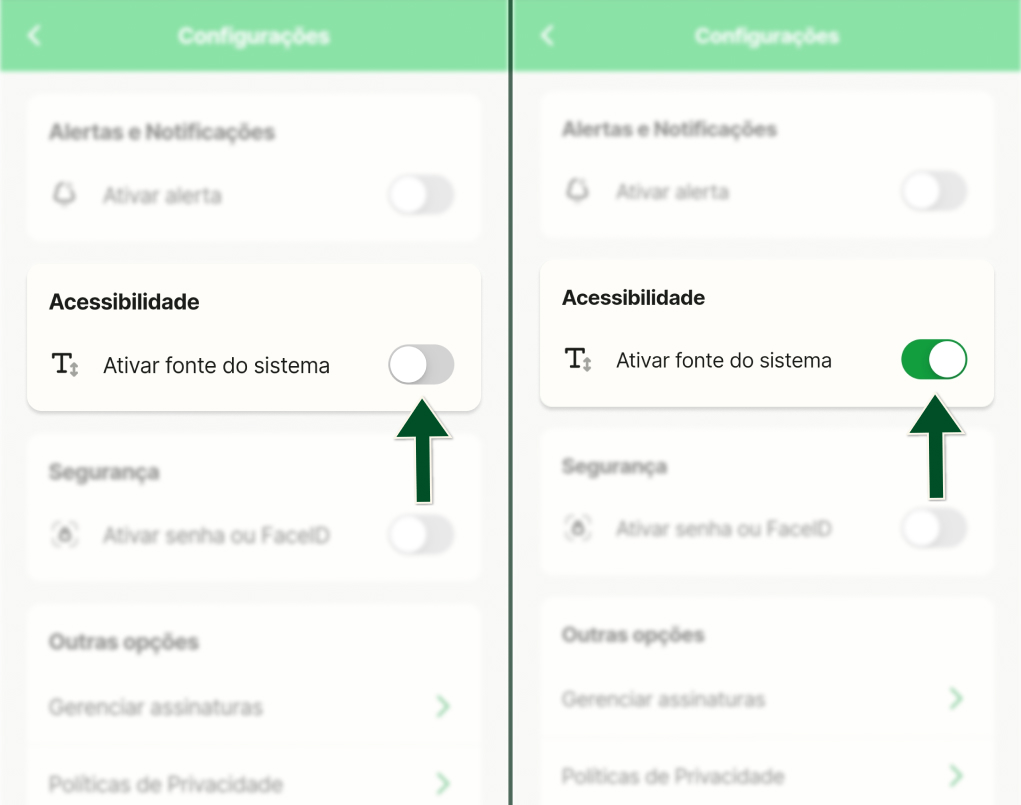 Funcionalidades -  Configurações - Definir tamanho de fonte - Passos 3 e 4 (1).jpg