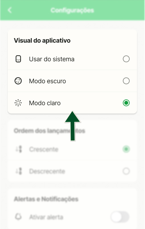 Funcionalidades -  Configurações - Ativar tema escuro - Passo 3.jpg