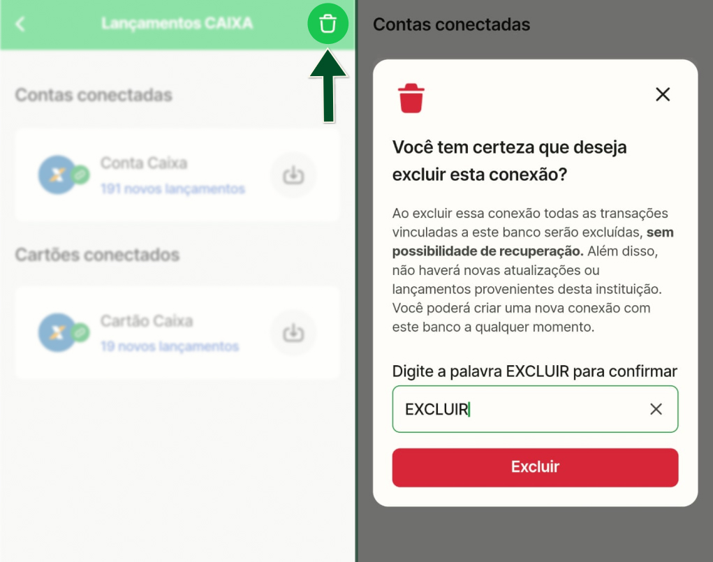 Conexão - Excluir conexão bancária - Passos 3 e 4.jpg