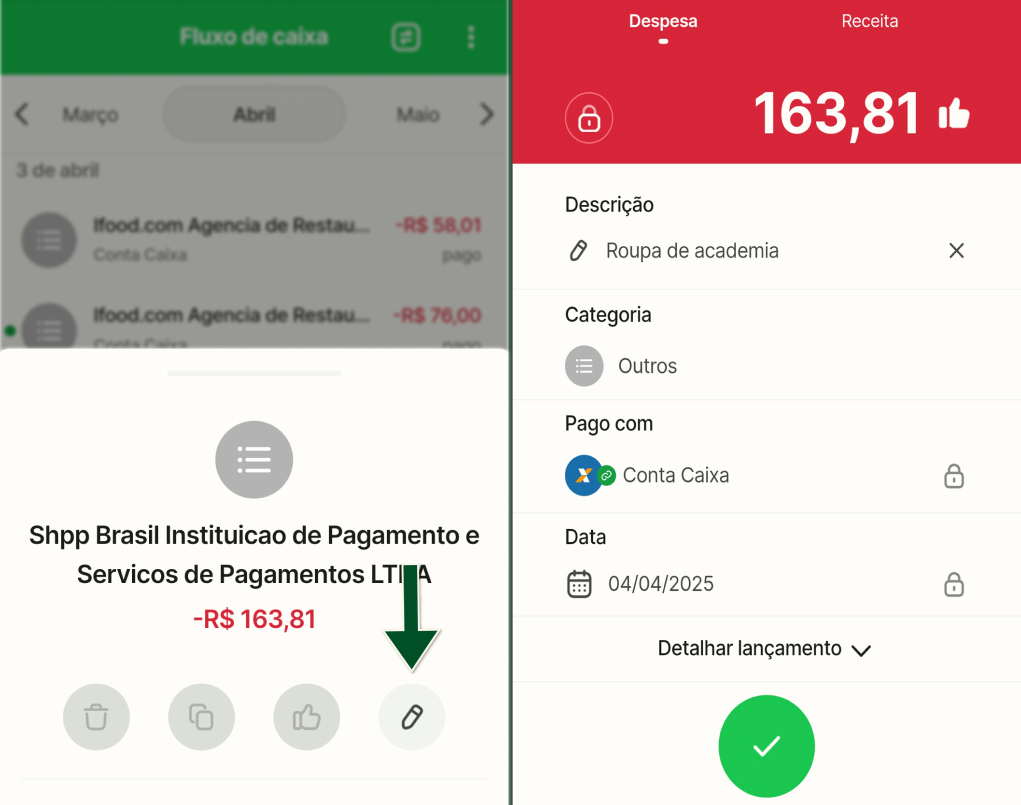 Conexão - Editar lançamento conexão bancária - Passos 3 e 4.jpg