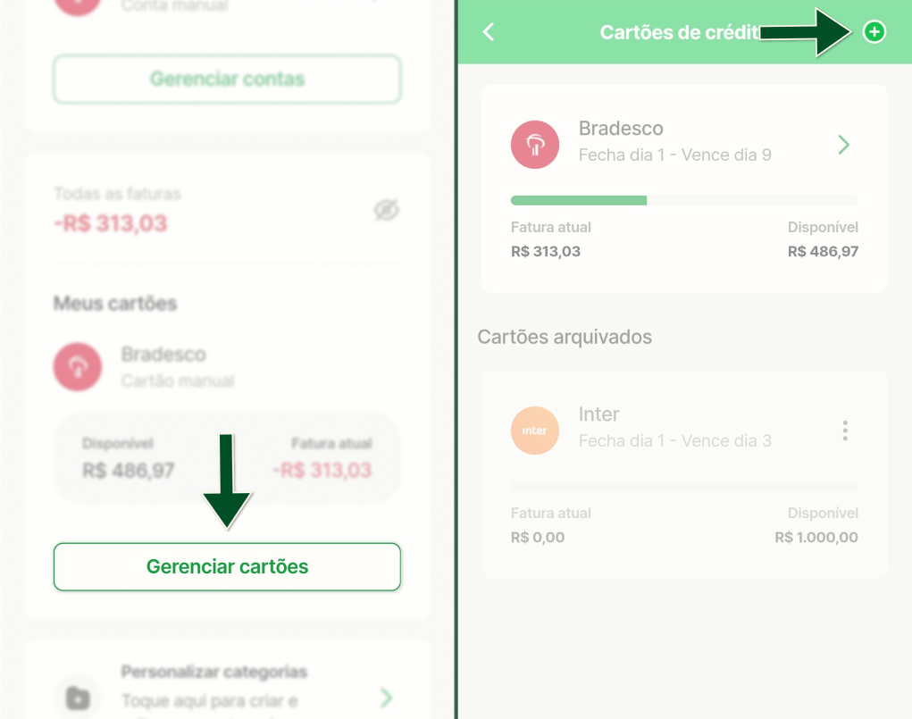 Funcionalidades -  Adicionar cartão de crédito - Passos 1 e 2 (1).jpeg