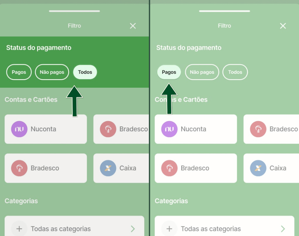 Funcionalidades -  Relatórios - Filtro - Status do pagamento - Passos 3 e 4.jpg