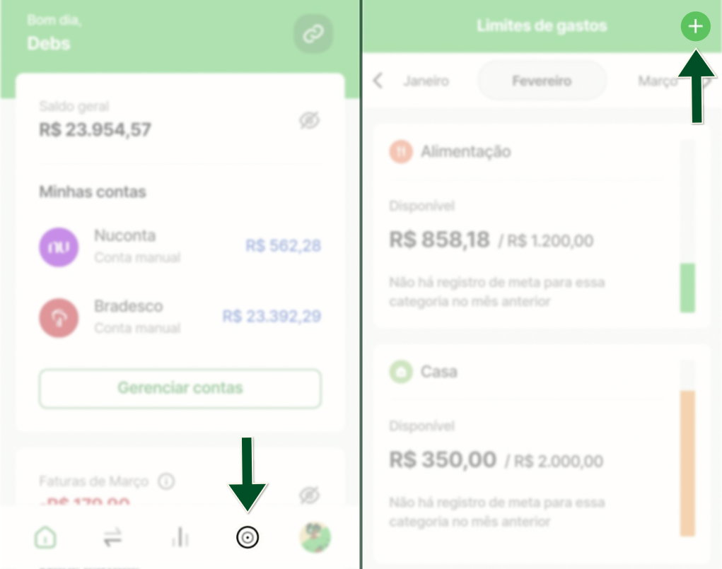 Funcionalidades -  Limite de gastos - Adicionar limite - Passos 1 e 2.jpg