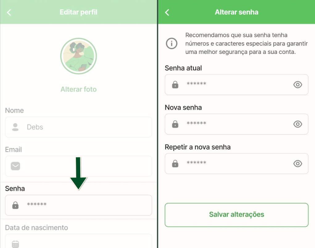 Como alterar a senha de acesso - Passos 3 e 4.jpg