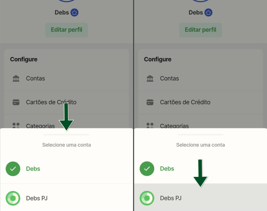 Funcionalidades -  Alternar contas - Passos 3 e 4.jpg
