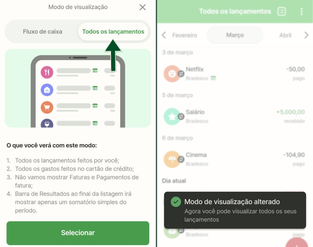 Funcionalidades -  Lançamentos - Modo de visualização - Passos 3 e 4.jpg